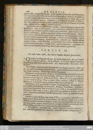 Sectio VI. An possit homo velle, aut facere bonum aliquod sinè Gratia.