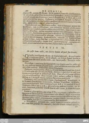 Sectio VI. An possit homo velle, aut facere bonum aliquod sinè Gratia.