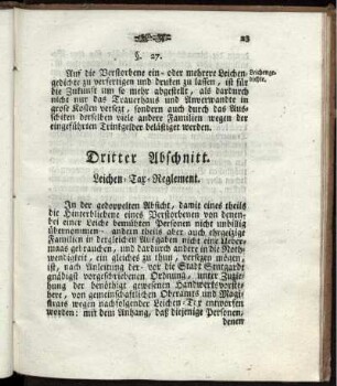 Dritter Abschnitt. Leichen - Tax - Reglement.
