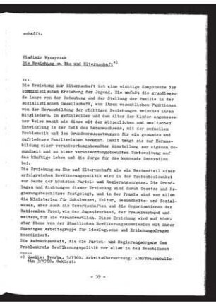 Die Erziehung zur Ehe und Elternschaft