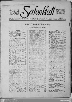 11.1916: Salonblatt : moderne illustrierte Wochenschrift für Gesellschaft, Theater, Kunst und Sport