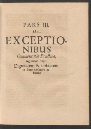 Pars III. De Exceptionibus