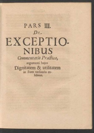 Pars III. De Exceptionibus