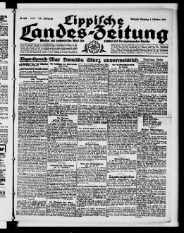 Lippische Landes-Zeitung : ältestes und weitverbreitetes Blatt des Landes und der angrenzenden Bezirke