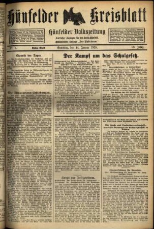 Erste Ausgabe vom Samstag, den 14. Januar 1928.