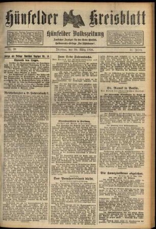 Ausgabe vom Dienstag, den 30. März 1926.