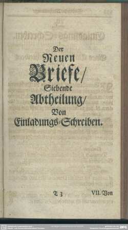 Der Neuen Briefe, Siebende Abtheilung, Von Einladungs-Schreiben