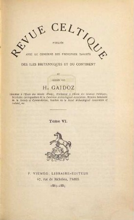 Revue celtique. 6. 1883/85