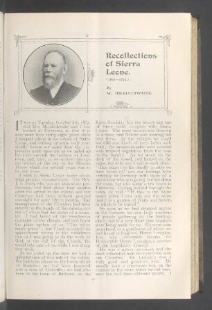 Recollections of sierra leone. (1867—1873.)