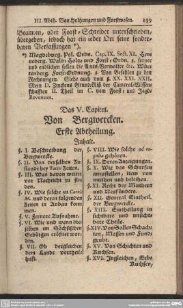 Das V. Capitul. Von Bergwercken