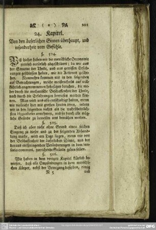 24. Kapitel. Von den äuserlichen Sinnen überhaupt, und insonderheit vom Gefühle