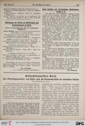 Der Oberbürgermeister in Halle und die Sammelpolitik der deutschen Städte