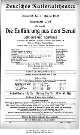 Die Entführung aus dem Serail oder Belmonte und Konstanze