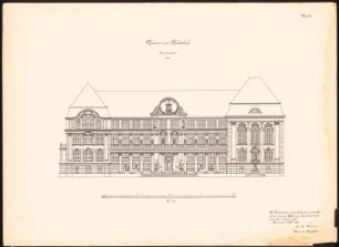 Kunstmuseum und Kunstgewerbeschule: Hauptansicht des Museums 1:150
