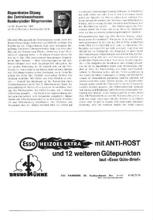Abgeordneten-Sitzung des Zentralausschusses Hamburgischer Bürgervereine