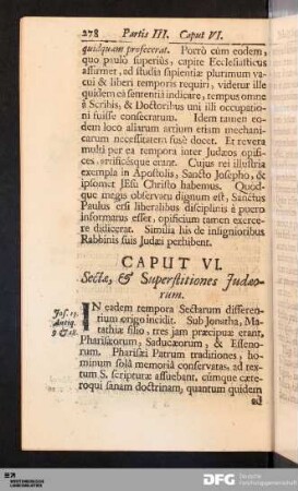 Caput VI. Sectæ, & Superstitiones Judæorum.