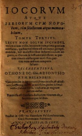 Jocorum atque seriorum, tum novorum tum selectorum atque imprimis memorabilium centuriae aliquot, 3