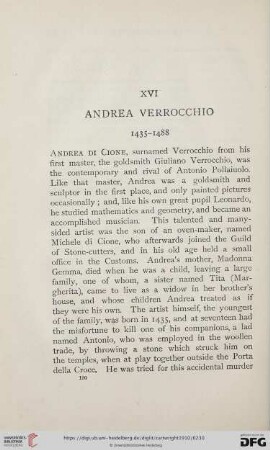 XVI. Andrea Verrocchio 1435-1488