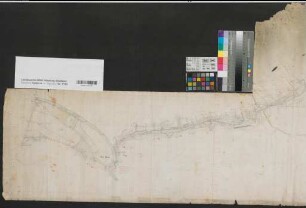 Wehringhausen (Hagen) geplanter Chausseeverlauf von Wehringhausen über Hagen, Eppenhausen, Herbeck bis zu Sundermanns Drahtrolle bei Limburg Lageplan 1807 130 rh. Ruten = 12 cm 68,5 x 194 kol. Zeichnung Knolle KSA Nr. 605