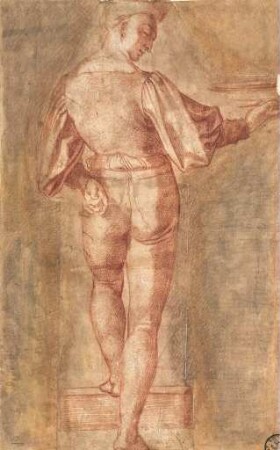Stehende männliche Figur vom Rücken gesehen, eine Schale tragend, für ein Relief mit der Geburt der Jungfrau, Santa Casa, Loreto