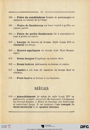 Siéges (Nr. 119-133)