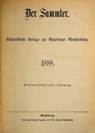 Der Sammler, 57. 1888