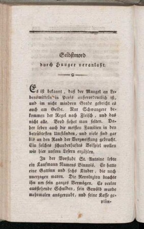 Selbstmord durch Hunger veranlaßt