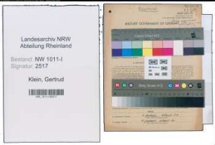 Entnazifizierung Gertrud Klein , geb. 10.04.1903 ()