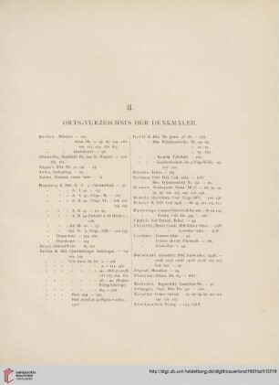 II. Orts-Verzeichnis der Denkmäler