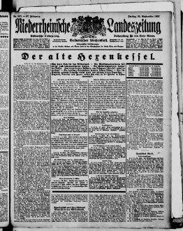 Niederrheinische Landeszeitung : Geldernsche Volkszeitung : Geldern'sches Wochenblatt : Volkszeitung für den Kreis Moers : erfolgreichstes Insertionsorgan in den Kreisen Geldern und Moers sowie in den Grenzbezirken der Kreise Cleve und Kempen