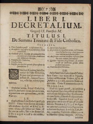Titulus I. De Summa Trinitate & Fide Catholica.