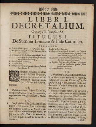 Titulus I. De Summa Trinitate & Fide Catholica.