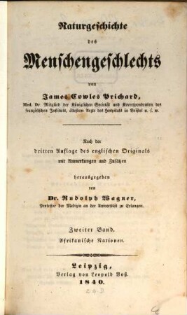 Naturgeschichte des Menschengeschlechts, 2. Afrikanische Nationen