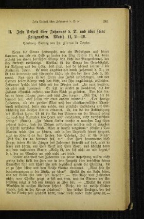 Jesu Urtheil über Johannes d. T. und über seine Zeitgenossen. Matth. 11, 2-19 : Conferenz-Vortrag