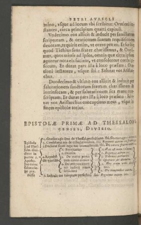 Epistolae Primae Ad Thessalonicenses, Divisio.