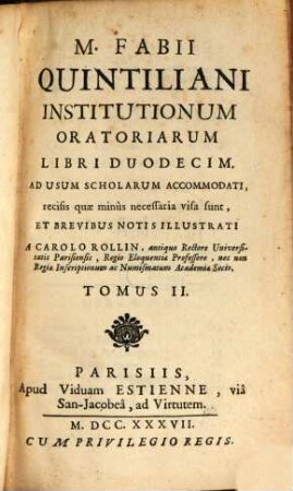 M. Fabii Quintiliani Institutionum oratoriarum libri duodecim, 2