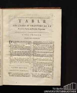 Table des Livres et Chapitres de la Premiére Partie du Parfait Négociant. Livre Premier: Chapitre Premier.