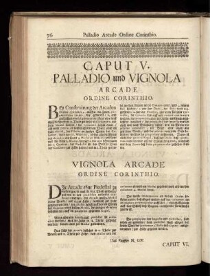 Caput V. Palladio und Vignola Arcade Ordine Corinthio