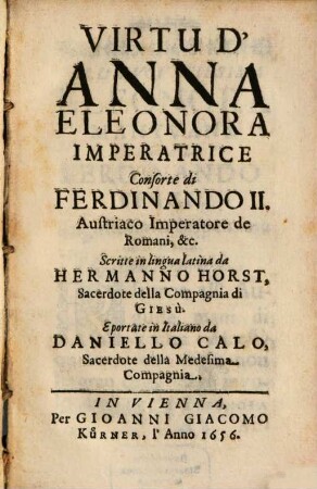 Virtu d'Anna Eleonora Imperatrice