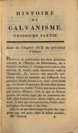 Histoire du Galvanisme; et analyse des différens ouvrages publiés sur cette découverte, depuis son origine jusqu'à ce jour, 3