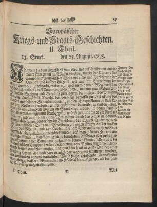 13. Stuck. den 25. Augusti. 1735.
