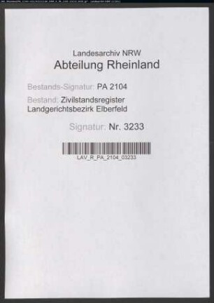 Geburtsregister Merscheid