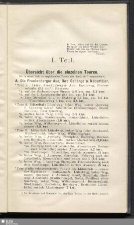 I. Teil. Übersicht über die einzelnen Touren
