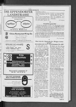 Was hat der Eppendorfer Bürgerverein getan? Jahresbericht des 1. Vorsitzender fpür 1987