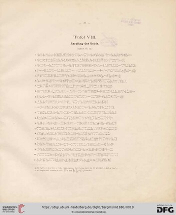 Tafel VIII: Anrufung des Osiris