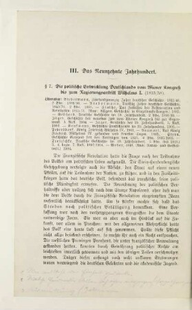 III. Das Neunzehnte Jahrhundert