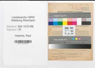 Entnazifizierung Paul Hoehne , geb. 23.08.1902 (Beamter)