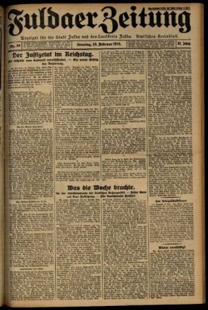 Erste Ausgabe vom Sonntag, den 15. Februar 1931.