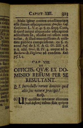 Cap. XIII. De officiis, quæ ex dominio rerum per se resultant.
