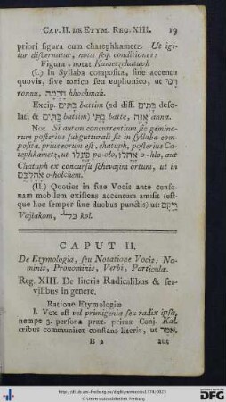 Caput II. De Etymologia, seu Notatione Vocis.